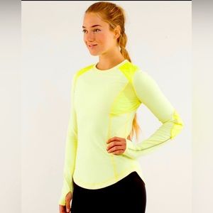 Lululemon Ice Queen Long Sleeve Slop Stripe Clairty Yellow Size 2